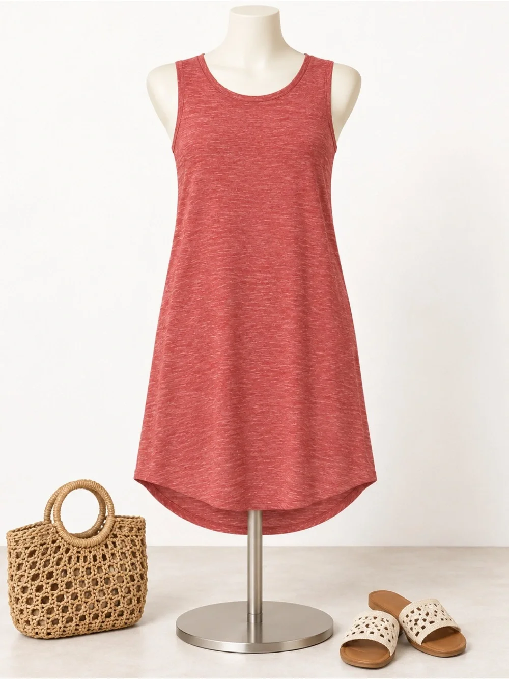Crown & Ivy‎ Coral Sleeveless Swing Dress XL Casual Knit Midi